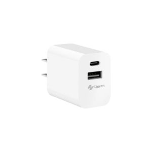 Cargador Steren USB C 20W Doble Puerto Carga Rápida
