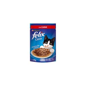 Comida Gato Húmeda Purina Felix Classic Con Carne 85g X 8 Unid Piel Pelo Sano Vitalidad