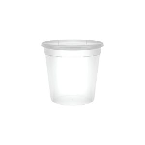 Tina Envase Plastico 7 Oz Transparente Con Tapa X600