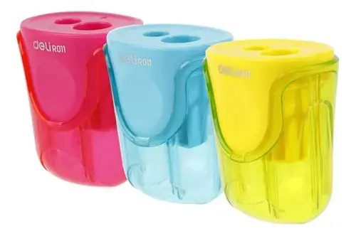 Sacapuntas Deli Neon 2 Huecos Pack 12 Unidades