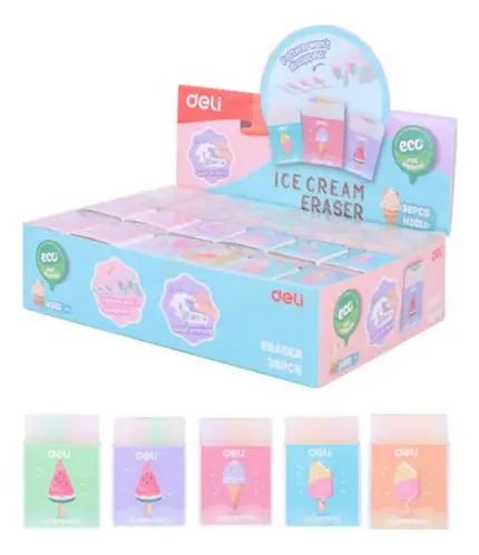 Goma de Borrar Deli Helado Display 36 Unidades